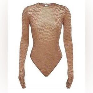 NWT SKIMS Velvet Gloved Chai Logo Bodysuit